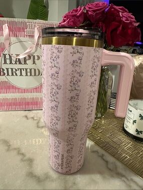 HydroPeak Pink Floral Insulated Travel Mug